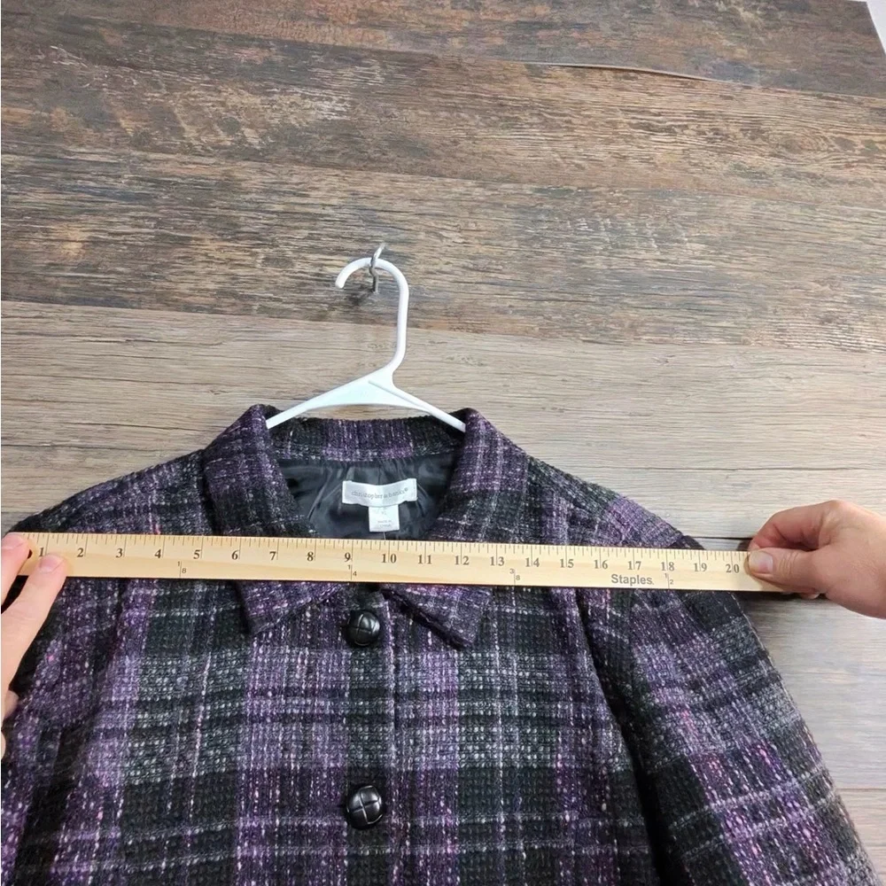 Christopher & Banks Purple and Black Plaid Blazer
